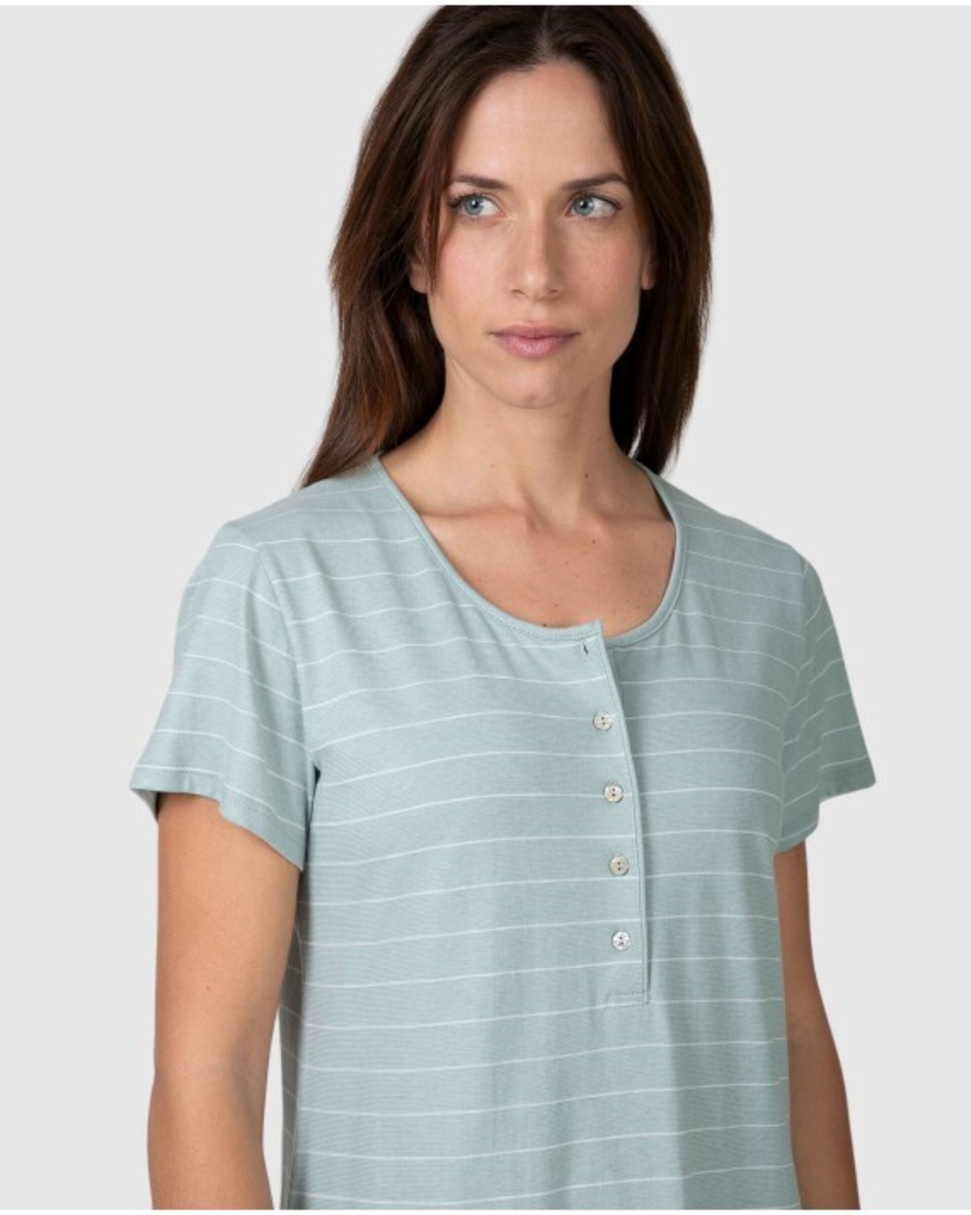 CAMISÓN CORTO DE MUJER DE MANGA CORTA CON ESTAMPADO DE RAYAS - 3