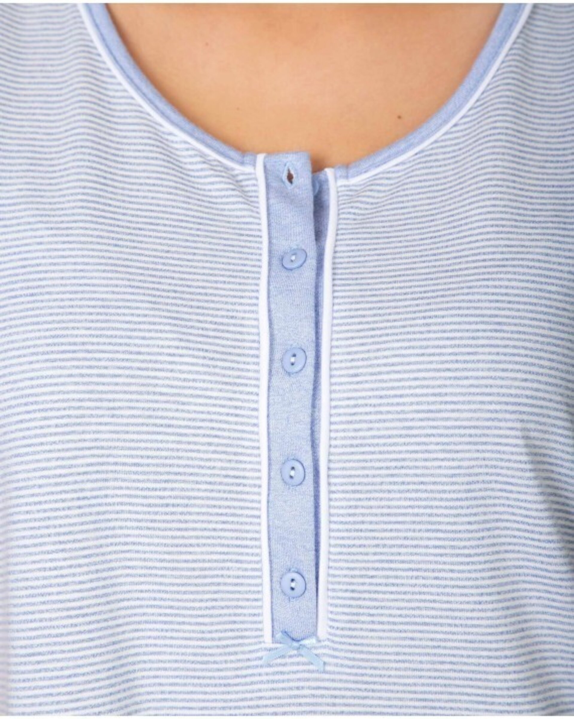 CAMISÓN CORTO DE MUJER DE MANGA CORTA CON RIBETE A CONTRASTE - 2