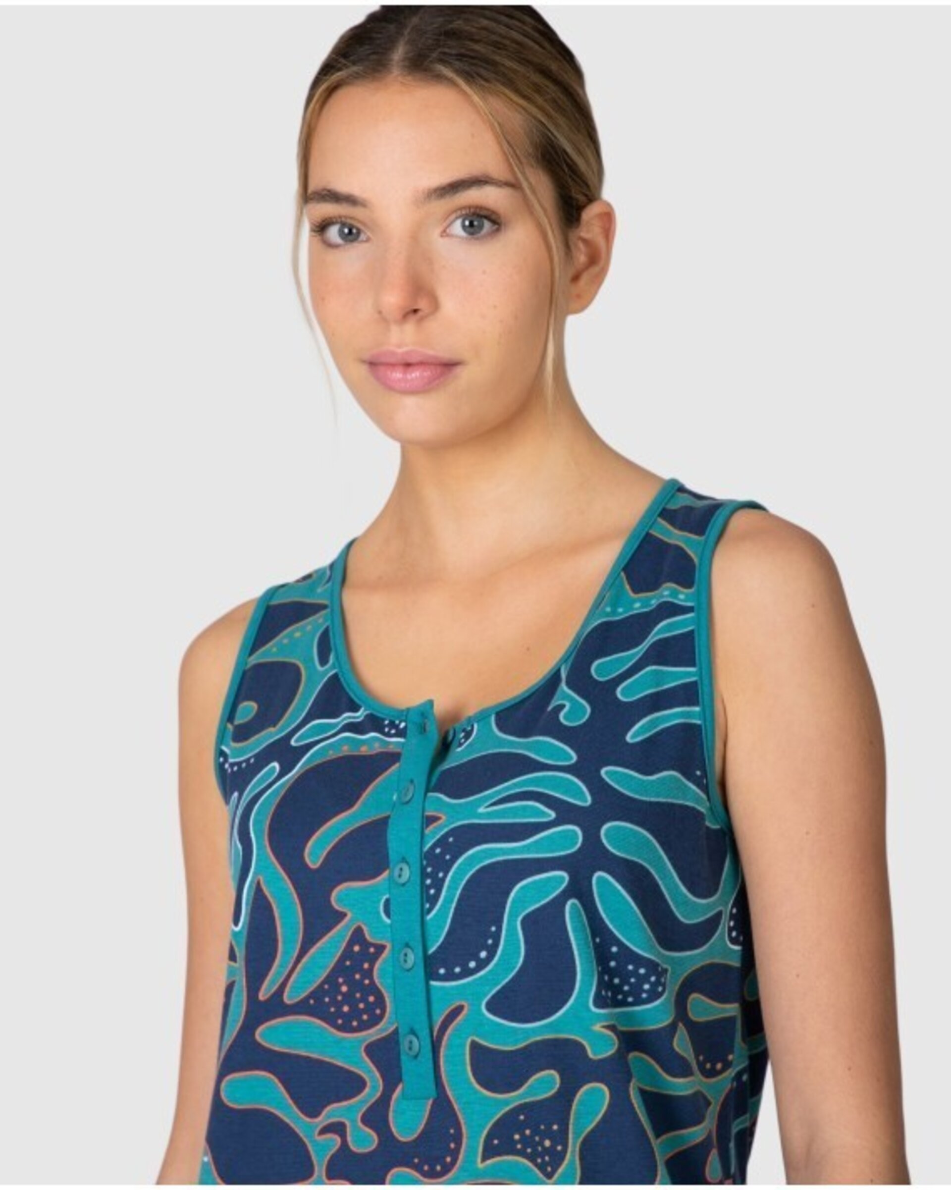 CAMISÓN CORTO DE MUJER DE TIRANTES CON ESTAMPADO ABSTRACTO - 2