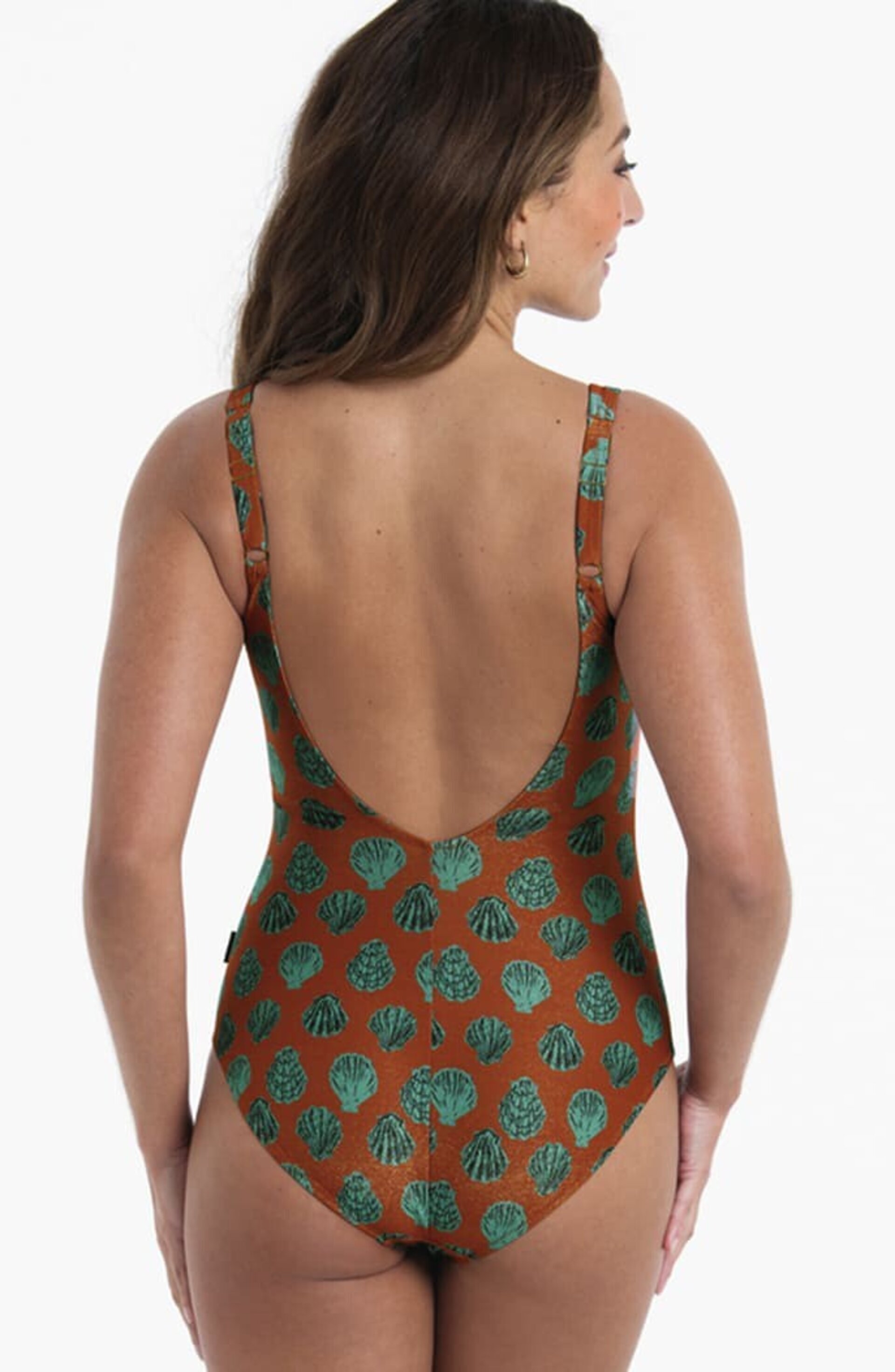 Bañador Elouisse Reductor Estampado Conchas Verdes Detalle Cremallera - 2