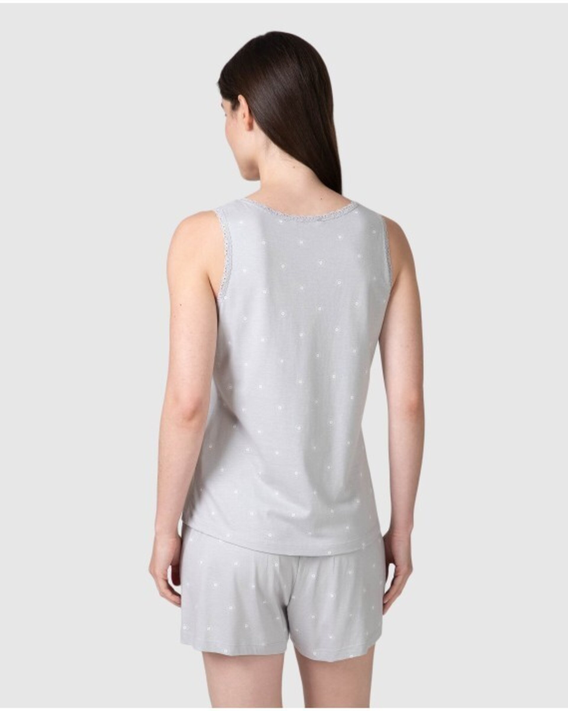 PIJAMA PIRATA DE MUJER SIN MANGAS PUNTILLA DECORATIVA - 3