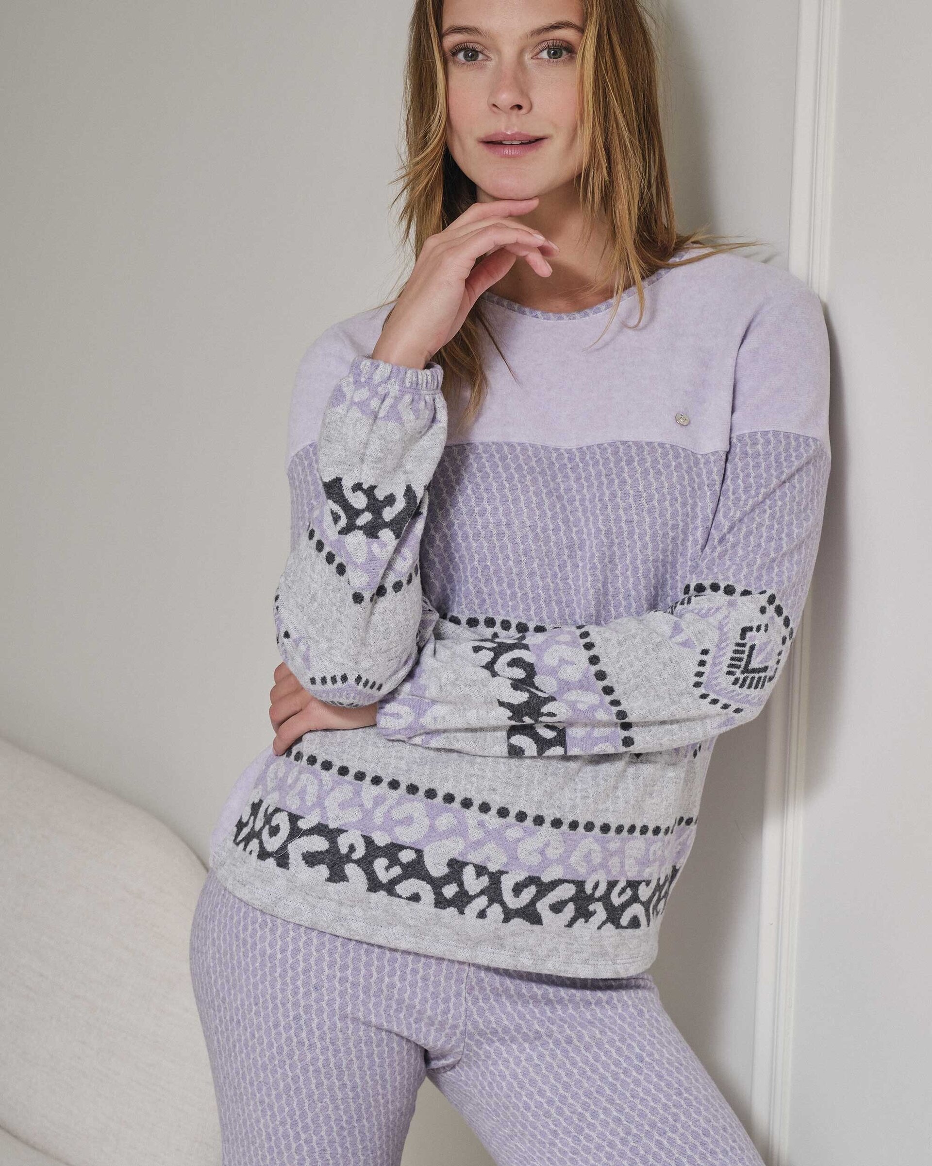 Pijama de mujer largo de punto de jacquard - 4