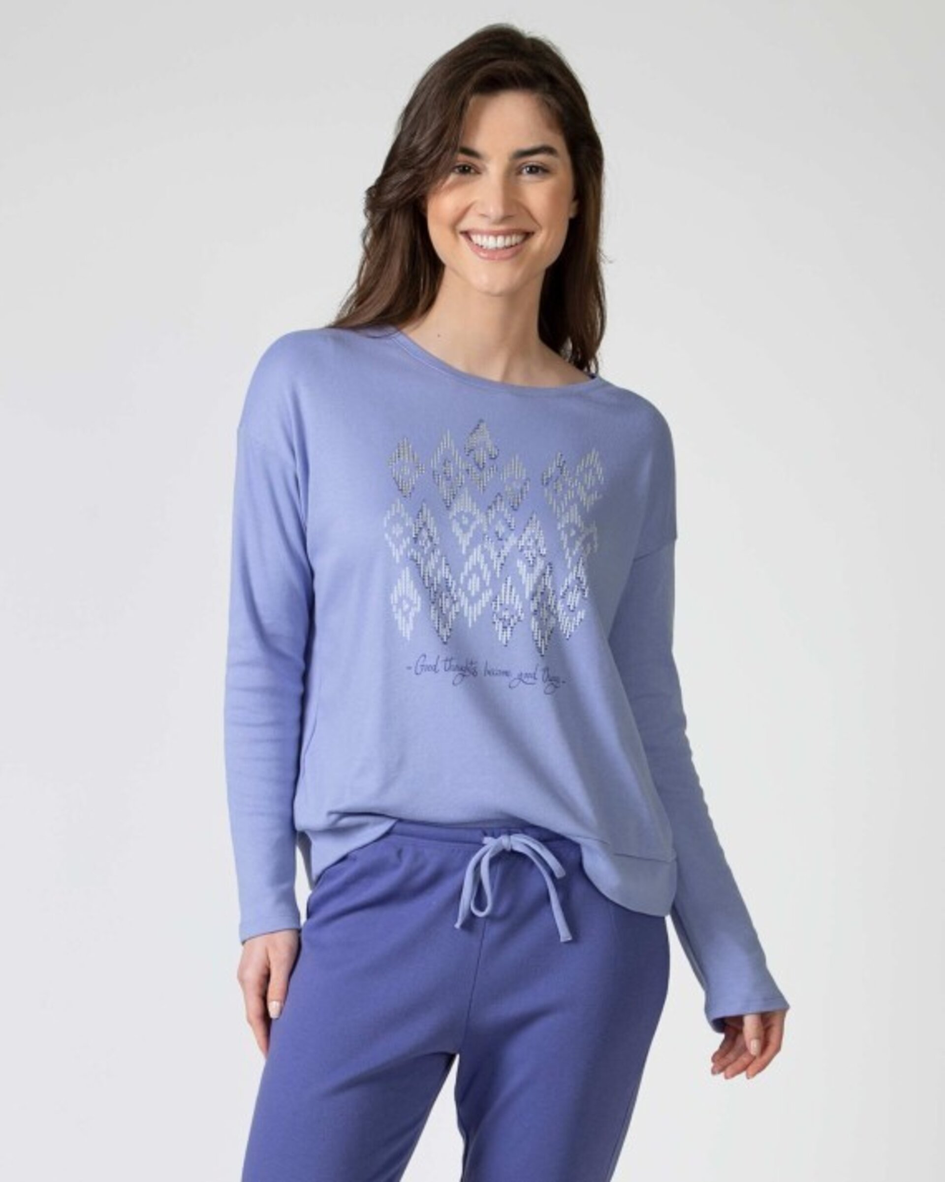 Pijama de mujer largo en tejido de punto - 2