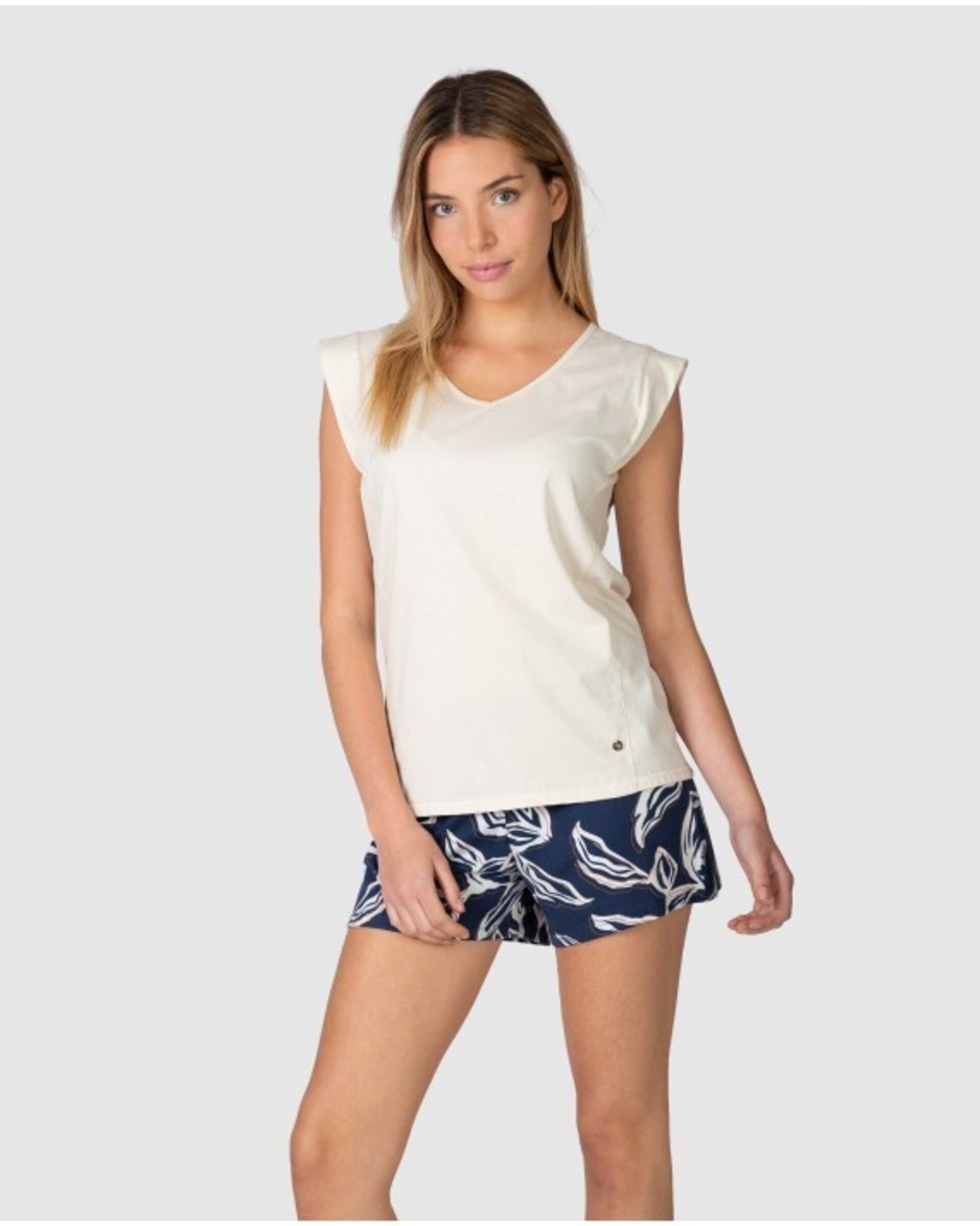 PIJAMA CORTO DE MUJER MANGA JAPONESA DISEÑO LISO - 1