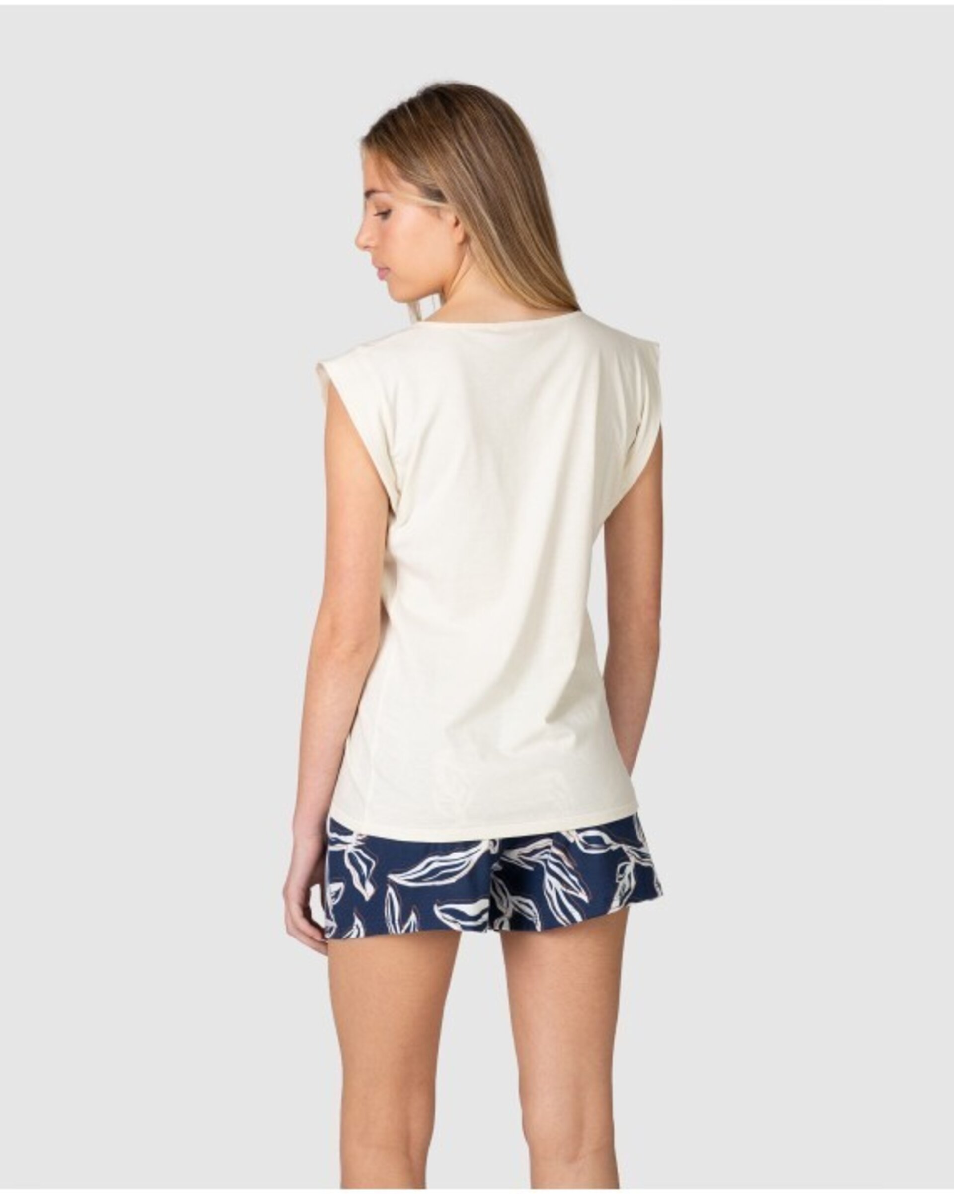 PIJAMA CORTO DE MUJER MANGA JAPONESA DISEÑO LISO - 2