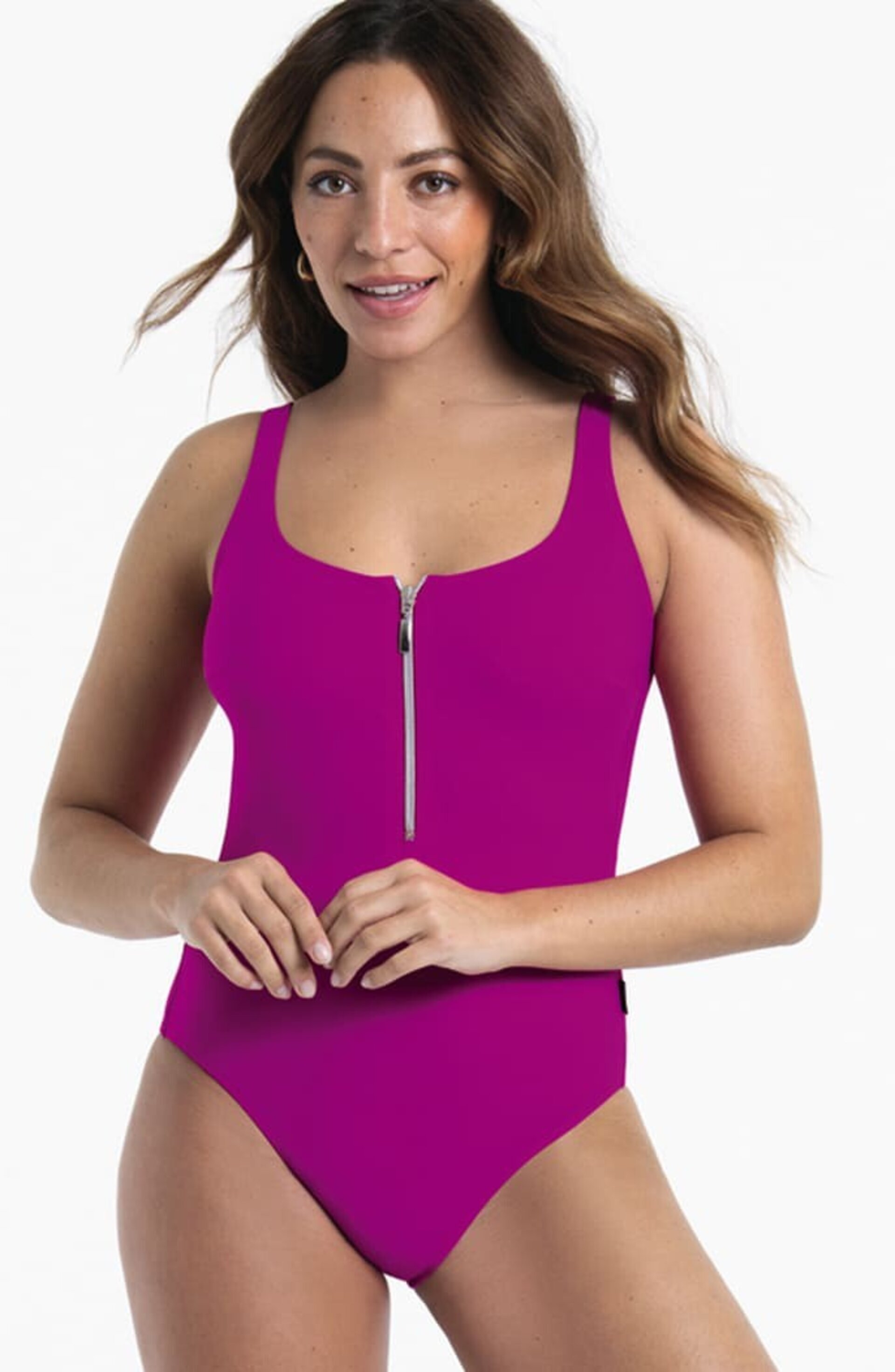 Bañador Elouisse Reductor Rosa Pink Detalle Cremallera - 1