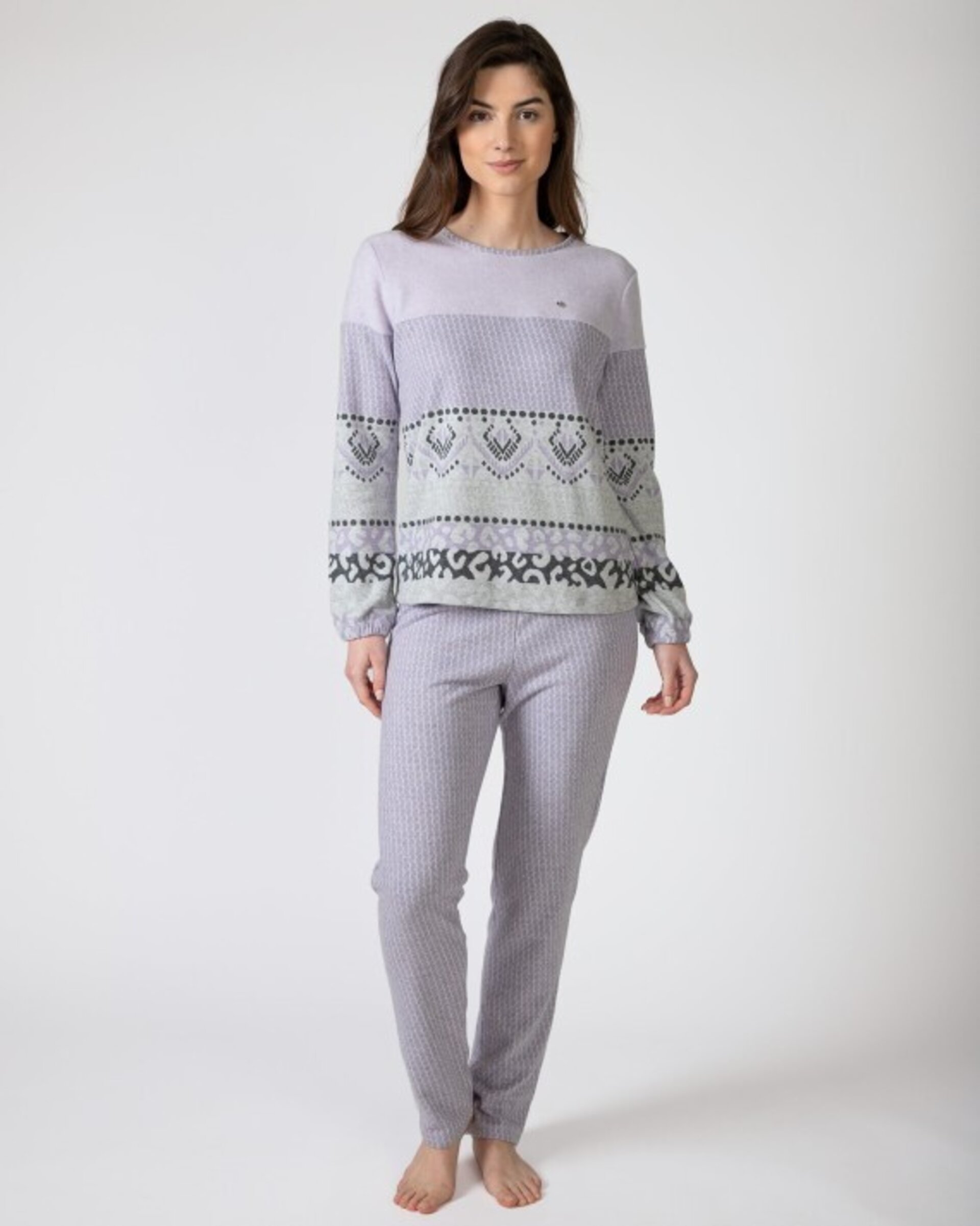 Pijama de mujer largo de punto de jacquard - 1