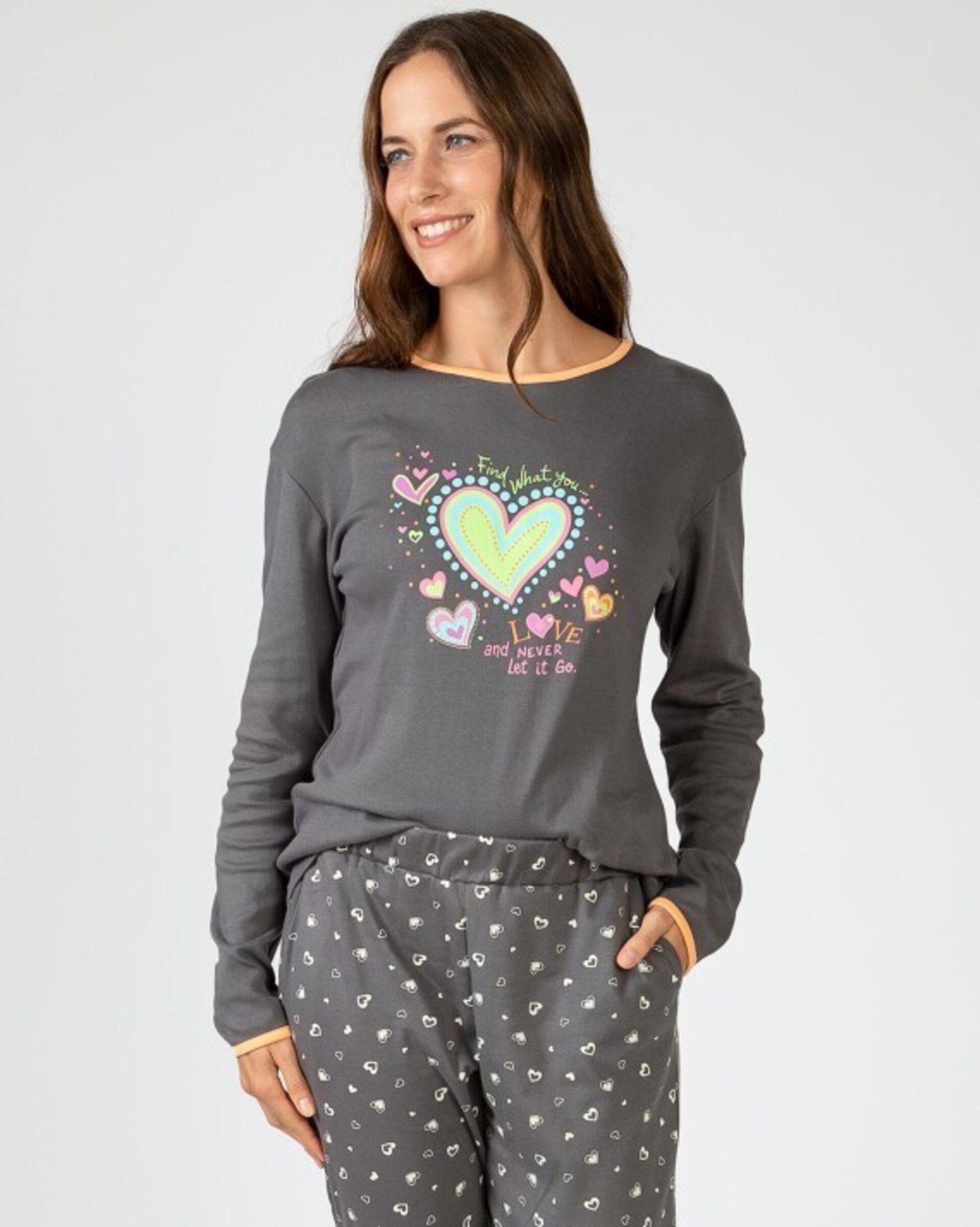 Pijamade mujer largo en punto algodón estampado - 3