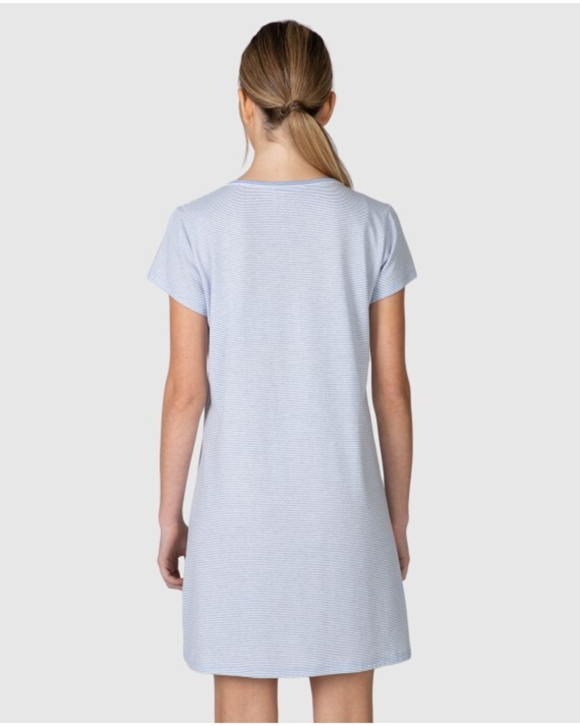 CAMISÓN CORTO DE MUJER DE MANGA CORTA CON RIBETE A CONTRASTE - 3