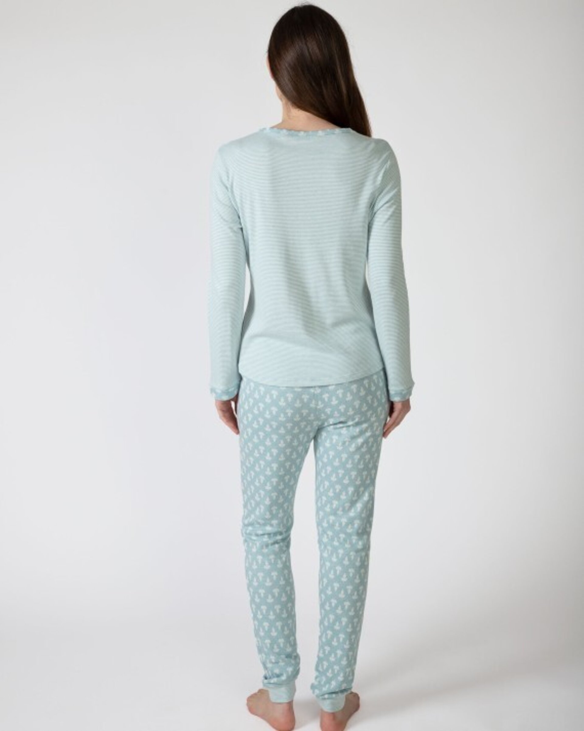 Pijama en tejido de punto listado y estampado - 2