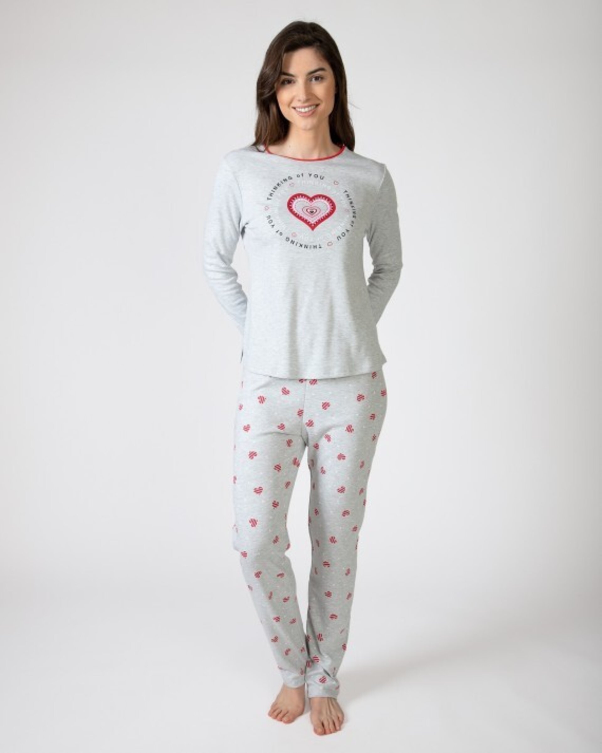Pijama de mujer largo en tejido de punto estampado - 3