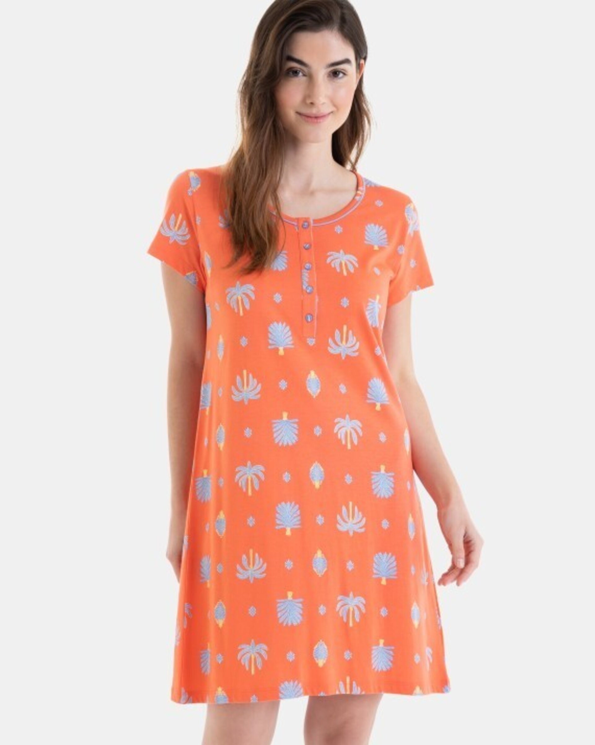 CAMISÓN CORTO ESTAMPADO DE MANGA CORTA ESTAMPADO HOJAS - 2