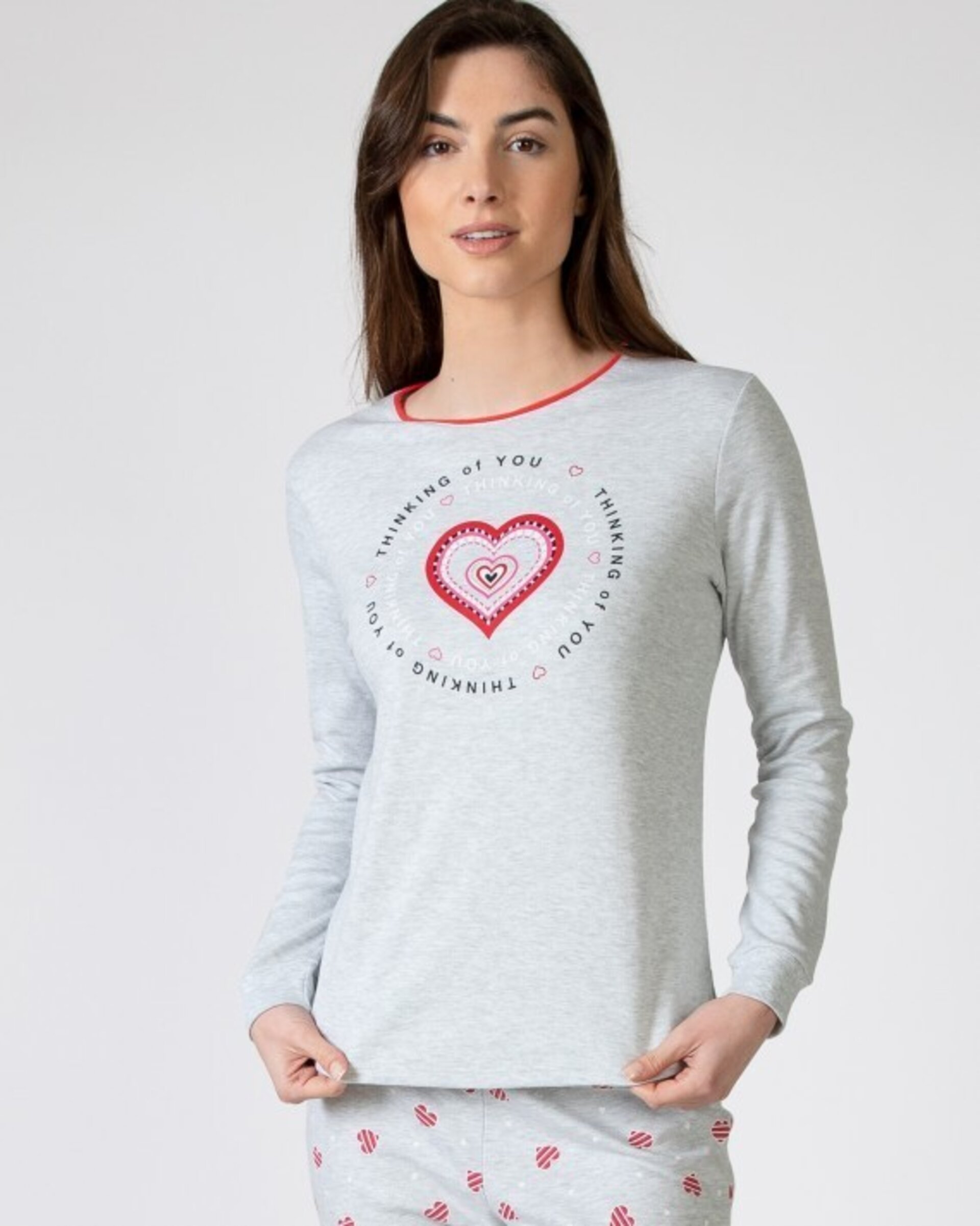 Pijama de mujer largo en tejido de punto estampado - 1