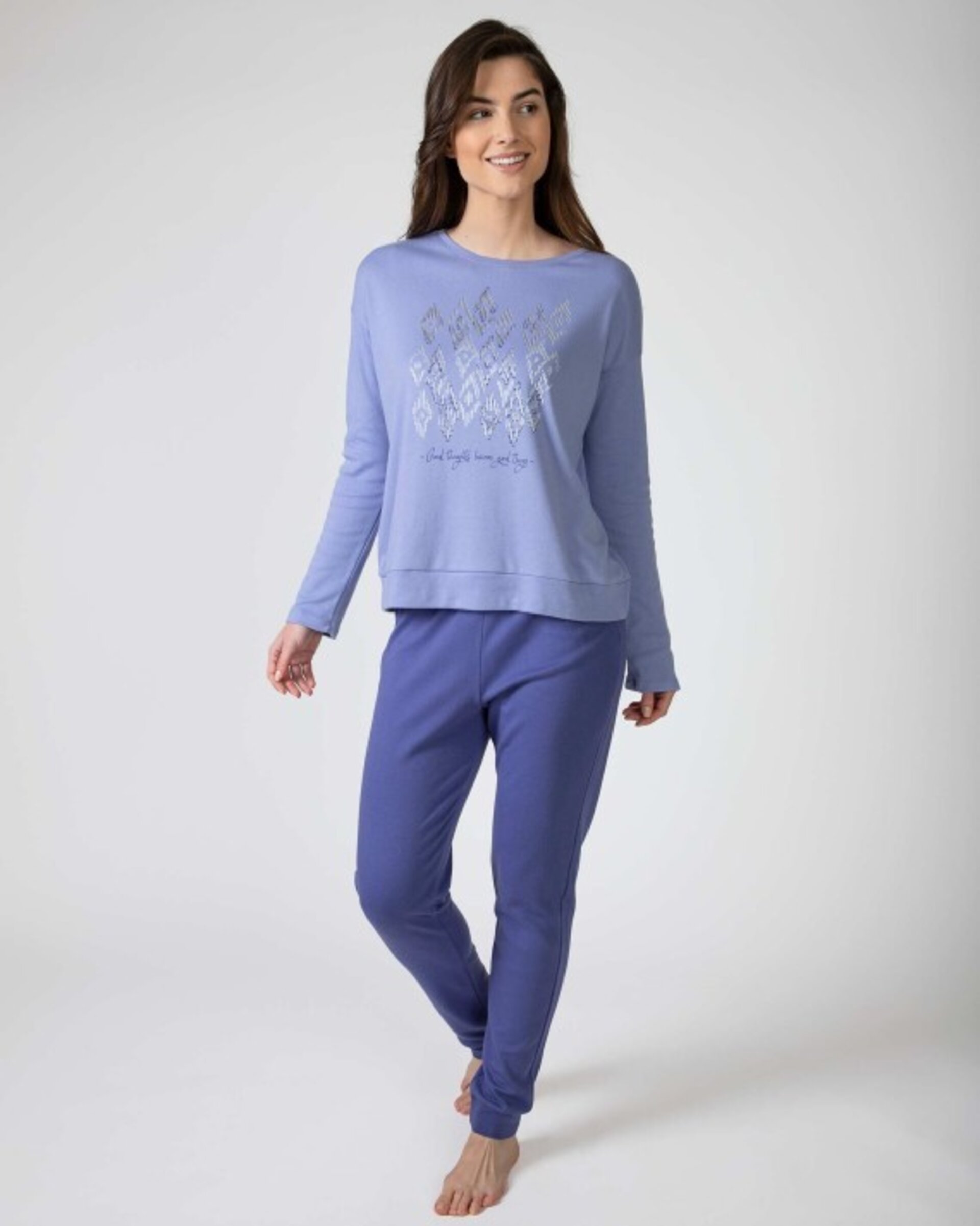 Pijama de mujer largo en tejido de punto - 1